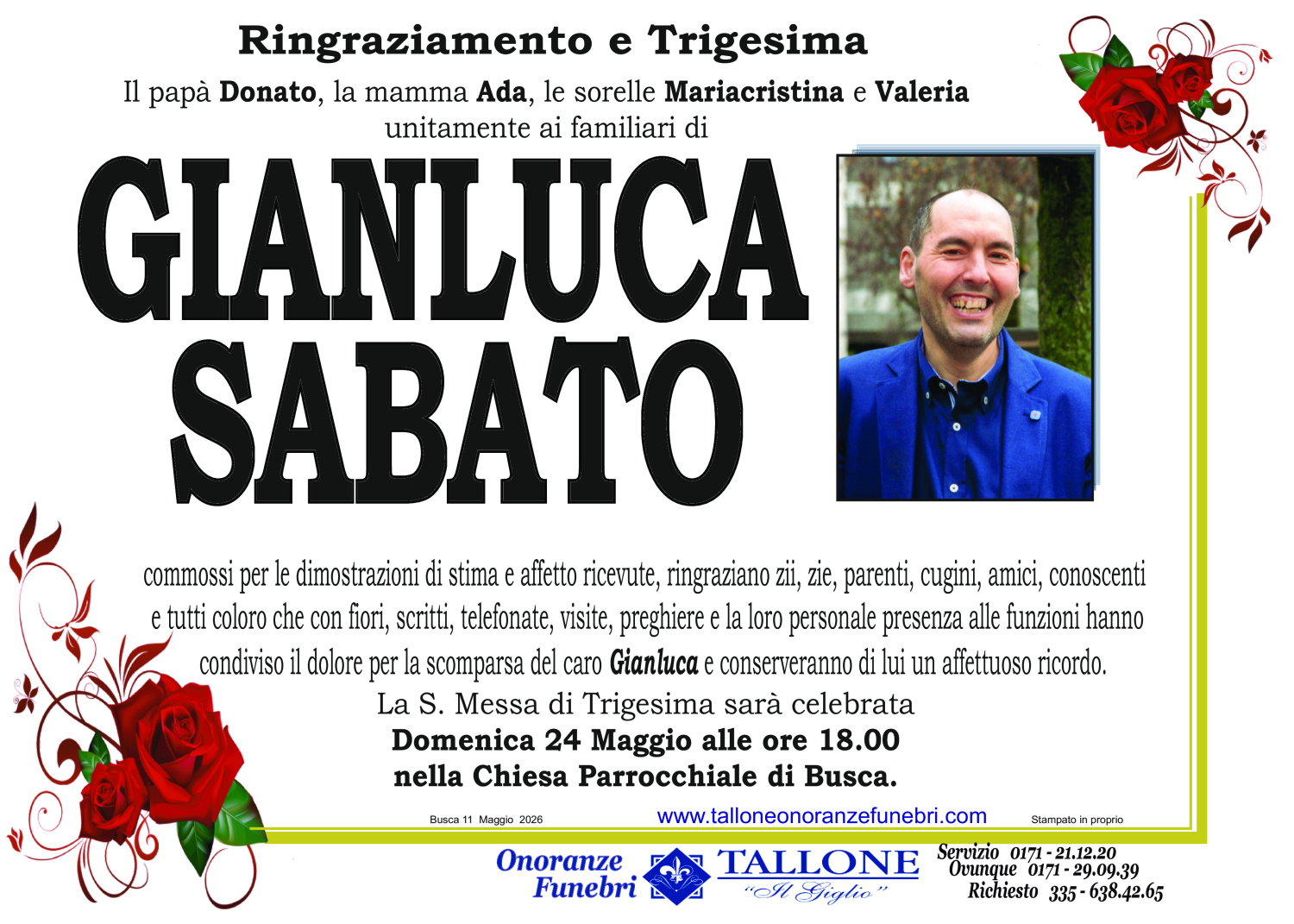 <br />
<b>Warning</b>:  Undefined variable $info in <b>/home/tallone/public_html/ringraziamenti.php</b> on line <b>68</b><br />
Gianluca Sabato